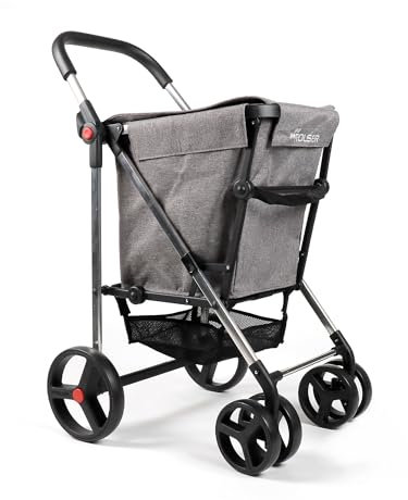 Carro Rolser Basket Tweed 4 Ruedas Grandes 2 Giratorias Plegable - Gris