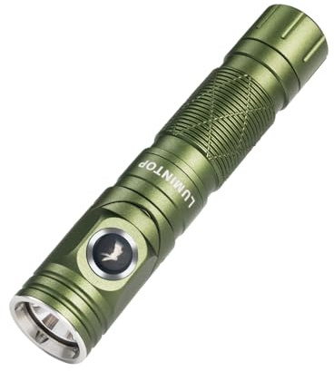 LUMINTOP L1 Linterna LED recargable de 900 lúmenes, 90 grados IPX4 impermeable, 6 modos, distancia de 126 m, rotación de 90 grados, tapa trasera magnética, táctica, verde