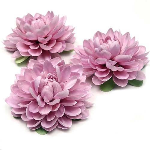 ZEYRU Großpackung, 10 cm, große künstliche Blume, Seide, Dahlie, Chrysantheme, Blütenkopf für Hochzeit, Heimdekoration, DIY-Blumenwand, Blumenaccessoires, lila, 2 Stück