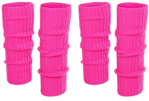 stroyayo 2 Paare Stulpen Damen,Leg Warmers,Stulpen für Damen,80er Jahre Accessoires,Sexy Beinstulpen-Neon Strümpfe,für Karneval Fasching 80er Party Team Building Events (Rosenrot)
