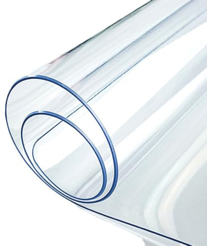 Copritavolo Sottotovaglia Rotondo 180cm, Impermeabile plastica Trasparente, Trasparente Impermeabile in PVC, Protezione da Tavolo, per Cucina, Sala da Pranzo, da Esterno