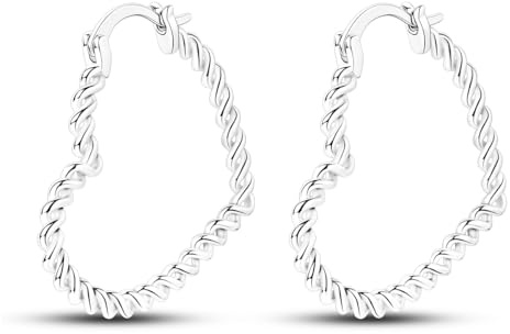 NARMO 925 plata esterlina pendientes de aro en forma de corazón para las mujeres pendientes de corazón