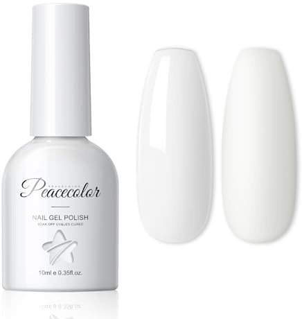 PEACECOLOR 10 ml UV-nagellack Vit, nagellack Gel för DIY Nail Art U V/LED Soak-Off Nagellack Manikyr för nybörjare Gelnaglar