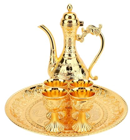 Haofy Tetera de té de té Turca Vintage y Tetera y tazas. (GOLD)