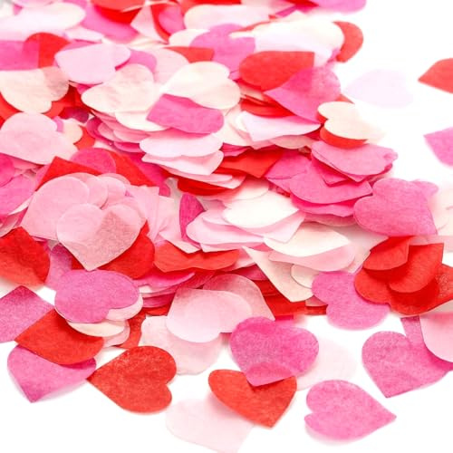 FDHBDF 8000 Stück Herz Konfetti 2,5cm biologisch abbaubar, 80g Seidenpapier Confetti Streudeko, Romantisch Hochzeits Dekoration, Herz Papierkonfetti für Hochzeit Valentinstag Geburtstag Sommer Party