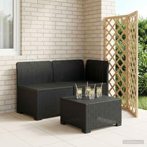 Ziaphsol 2-sitsig trädgårdssoffa rottinglook PP antracit väderbeständig UV-resistent modulsoffa för terrass balkong vinterträdgård lounge sittgrupp