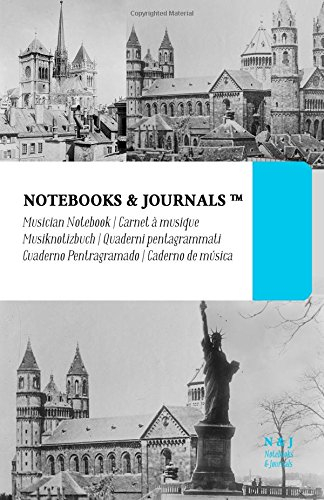 Notenpapier A5 Notebooks & Journals, Gebäude (Vintage-Kollektion), Large: (Musiknotizbuch, Musiknotenheft, Notenblock, Notenheft) Soft Cover (13.97 x 21.59 cm)