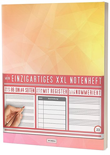 Mein Notenheft / 86 Seiten, 44 Blätter, 12 Systeme / Mit Register und Seitenzahlen / PR301 „Triangle“ / DIN A4 Softcover