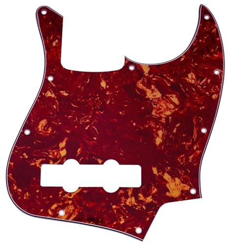 Musiclily 10 Fori J Bass Battipenna Pickguard per Basso Elettrico Fender American/Messicano Standard Jazz Bass, 4 strati Vintage Tortoise