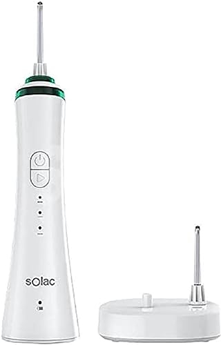 Solac - Idropulsore Aqua Smile senza fili. Ricaricabile e portatile. Irrigatore orale potente. 3 modalità d'uso. 2 testine rotanti a 360º| serbatoio 170ml. 40 min. autonomia. Waterproof