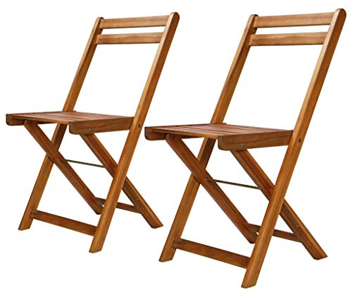 Tidyard- Bistrostühle 2 STK. Klappstuhl Holzstuhl Massives Akazienholz 40x51x80 cm