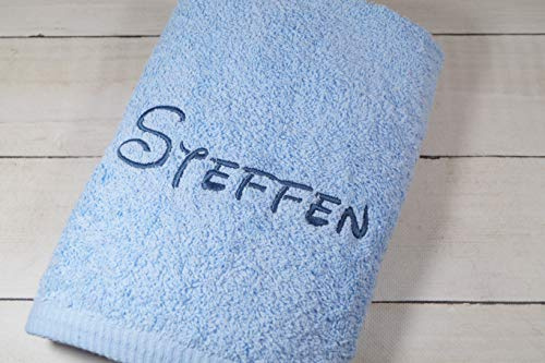 Generisch ★ Handtuch mit Namen Bestickt ★ Duchtuch ★ Geschenk ★ Badetuch ★ 500 g/m2 ★ (Hellblau, 30 x 50 cm)