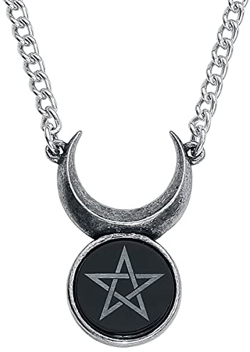 Alchemy Gothic Sin-Horned God Pendant Unisex Necklace Black-Silver Colours, Pewter,