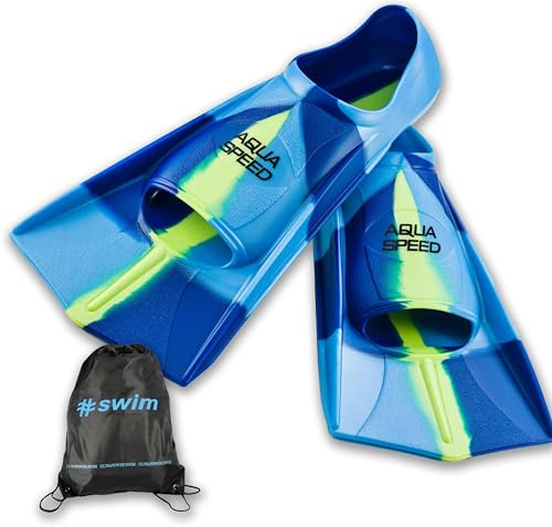 Aqua Speed Kurze Schwimmflossen für Erwachsene und Kinder I HIGH TECH | weiche Trainingsflossen I leichte Kurzflossen I Training Flossen I Trainingsschwimmflossen I Schwimmen I Schwimmtraining