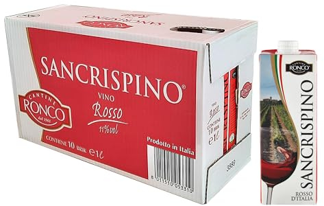 Sancrispino vino Rosso brick 1000 ml - 10 pezzi, 10L