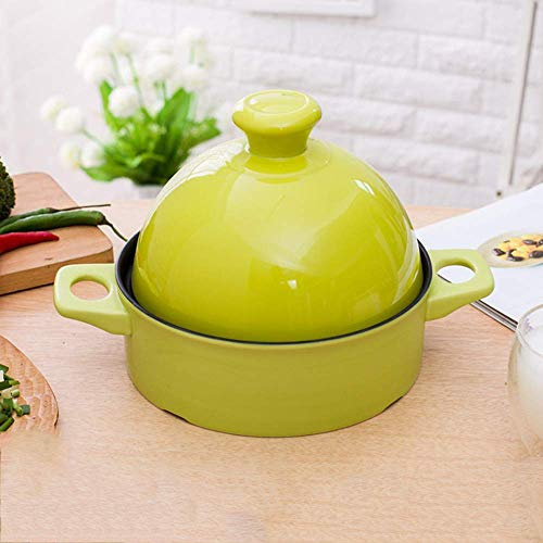 Sywlwxkq Marmite à tajine, marmite à Soupe Maison Mijoteuse, ragoût de 1,3 L de Cuisson et réglages de température Coulé/Vert Clair