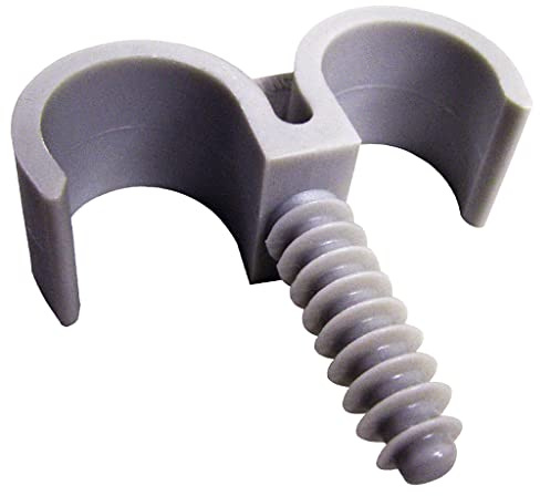 Bricoloco Abrazadera doble de nylon para sujección de tubos, conductos y cables. Taco grapa de sujección doble de tubos o cables. Taladro broca de 8 mm (100, 16 mm)