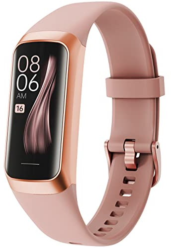 Fitnessuhr Damen Herren Fitness Tracker Smartwatch Sportuhr Fitness Uhr Schrittzähler mit Whatsapp Funktion Pulsuhr Laufuhr Armband Tracker Blutdruckmessung Elegant Schwarz Rosa