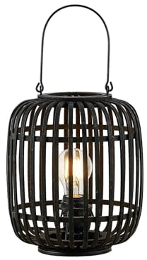 Lindby Tischlampe Canyana (Landhaus, Vintage Rustikal) in Schwarz aus Holz (1 flammig E27) - Tischleuchte Schreibtischlampe Nachttischlampe Wohnzimmerleuchte