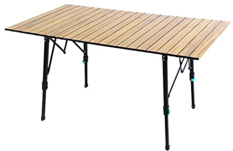 BAOYOUNI Campingtisch Faltbar Klapptisch aus Aluminium Tragbar Leicht Camping Tisch, Höhenverstellbar, für Picknick, Grillen, Garten, Balkon, Innen und Draussen Aktivitaten, 120 X 70 X (40-60) cm