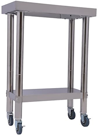 Edelstahltisch Arbeitstisch Mit 4 Räder, 300kg Hohe Tragfähigkeit, Korrosionsbeständig, Für Küchen, Hotels, Bäckereien, Wäschereien (Größe : 60 * 30 * 85cm)