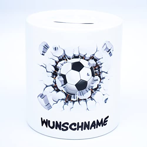 Fußball Spardose mit Namen personalisiert Fussballsparschwein Mannschaftskasse Fussballfans Geburtstag Geschenke für Jungen Mädchen Kinder Fussball Geburtstagsgeschenk Spruch Sparschwein Sparbüchse