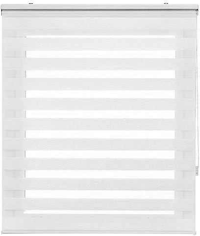 Lamellenvorhang Vertikaljalousie 110 x 180 cm Sichtschutz, Lichtschutz Duorollo Doppelrollo Jalousette Jalousien mit Verstellbarer Kette für Tür und Fenster, Weiß