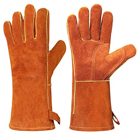 CASOTA Guanti for saldatura Anti-scottatura Resistente all'usura Resistenza alle alte temperature Guanti da saldatore da lavoro in pelle invernale Grembiule in pelle for giacca da saldatura