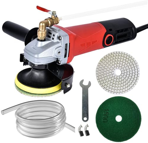 iMeshbean Wet Polisher, 860W/110V Variable Speed Low-Noise Buffing Machine with 4'' Diamond Polishing Pad, 3-Hole Water Distribution, Aluminum Body, Concrete, Stone, Marble, Tile