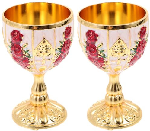 BESTonZON 2pezzi Bicchieri Da Vino Lega Di Stile Vintage Per Cocktail e Liquori Tazza Decorativa Per Casa e Ufficio Leggera e Durevole Perfetta Per Varie Bevande