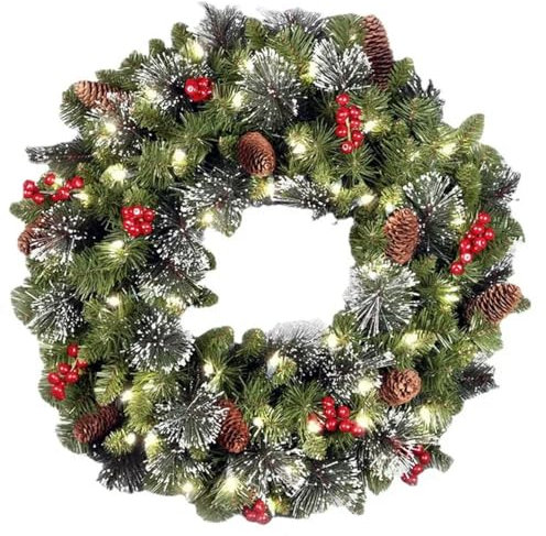 30/40/45/50/60 cm Corona navideña Grande para Puerta Ventana Guirnalda navideña Colgante Artificial Adorno navideño de Año Nuevo-60 cm