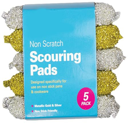 Zale Yardley Non-Scratch Stainless Steel Scouring Pad - 5pk Multi-Color Scrubbing Sponges for Easy Grip Cleaning