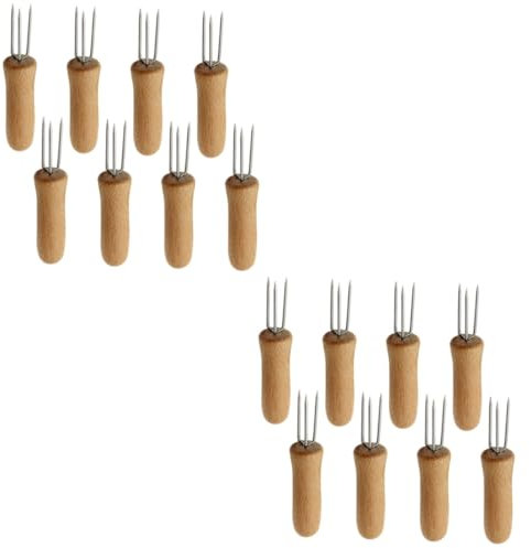 POPETPOP 16 Pièces fourchettes à nourriture fourchette de cuisine mini-fourchettes brochettes pour barbecue poignées de maïs porte-maïs en acier inoxydable Ai Zhu fourchette à barbecue