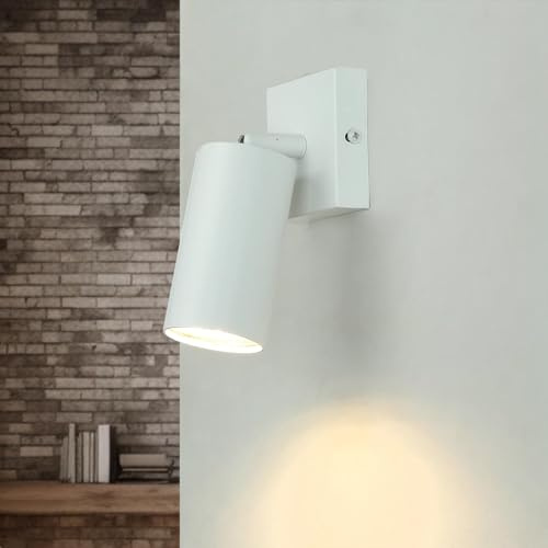 Licht-Erlebnisse Wandleuchte Edelstahl Aluminium Weiß Schlafzimmer Wohnzimmer H:16 cm GU10 zielgerichtet flexibel Arbeiten Lesen Wandspot Büro LEO