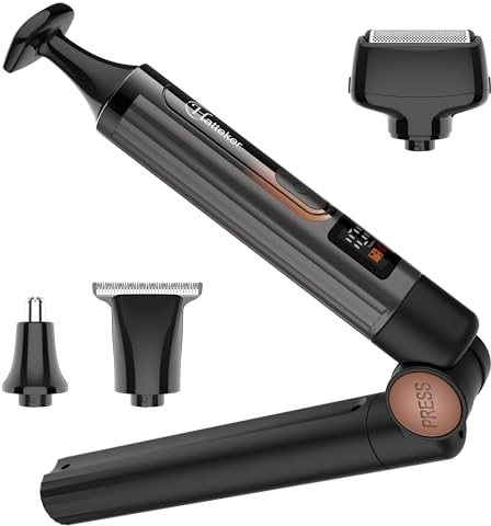 Hatteker Verbessertes elektrischer Rückenrasierer für Herren, Körperpflegeset, Gesichtstrimmer, Arm, Kinn, Bartschneider, kabelloser Haarschneider mit verstellbarem Verlängerungsgriff, wasserdichtes