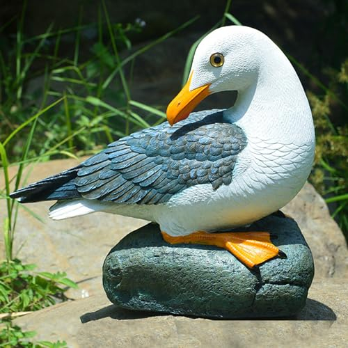 MFAOSHI Möwe Statue Für Innen Außen Haus, Garten, Balkon Und Büro Esstisch Skulptur, Papagei Auf Stumpf Gartenfigur Aus Harz,30 * 15 * 28cm