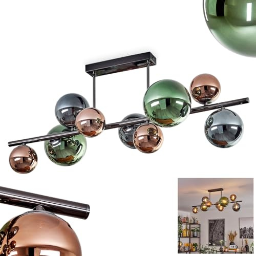 HOFSTEIN Deckenleuchte Sacoselo, Deckenlampe aus Metall/Glas in Schwarz/Grün/Blau/Kupfer/Chrom/Rauch, moderne Leuchte im Retro/Vintage-Design, 9 x G9, Schlafzimmer, Wohnzimmer, Küche, Esszimmer