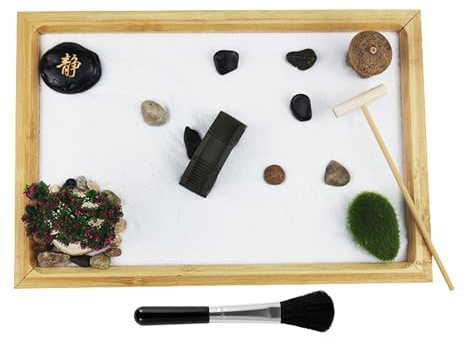 Table Zen Garden - Zen Garden Sand Set | Zen Garden Stress Relief Meditation Zen Garden with Accessories, Traditional Japanese Zen Garden Set, Zen Garden Sand Tray - Table Zen Garden