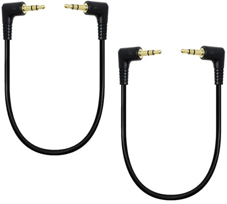 Wonvify Klinken-3,5-Stecker-auf-Stecker-Kabel, 2 Stück, 30 cm, 90-Grad-TRS-Stecker-auf-Stecker-Audiokabel, Stereo-Spiral-3,5-Klinken-Audiokabel, für Stereo-Kopfhörer/Lautsprecher