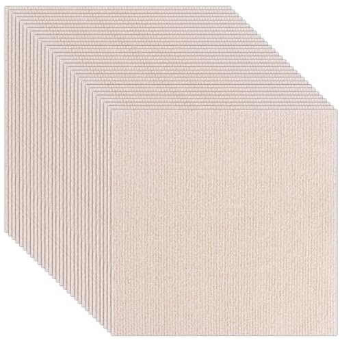 YAYODS 30Pcs Beige Carpet Tiles, 30 x 30cm Self Adhesive Carpet Tiles, Anti-Slip Hardwearing Square Carpet Flooring Tiles, Easy to Peel and Stick Carpet Floor Covering for Office Living Room Bedroom