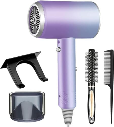 Jooayou Hair Dryer, 2000W Fast Drying Ionic Hairdryers for Women, Lightweight Blow Dryer with Stand for Women Kids Home Travel Salon - Gradient Purple