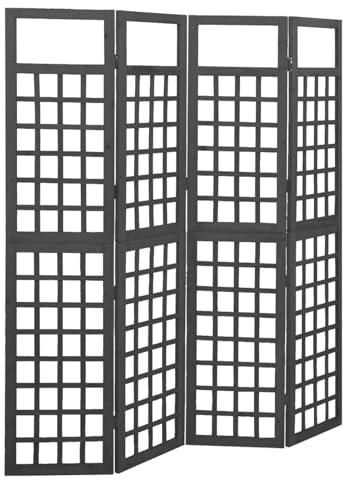 Gecheer Divisorio a 4 Pannelli per Stanza e Patio - Graticcio Decorativo per Esterni e Ambienti, Paravento Supporto per Piante Rampicanti in Legno Massello Abete Nero 161x180 cm