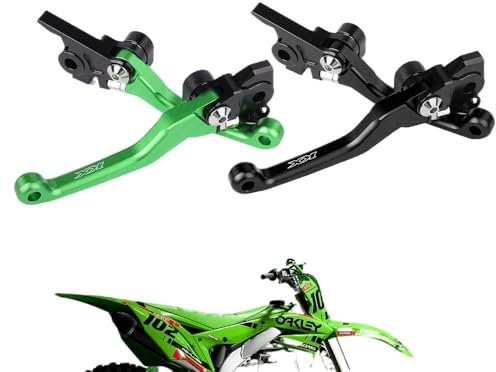 Motorcycle Brake Lever 2025 2024 KX450 Dirt Bike Enduro CNC Pivot Folding Brems Kupplung Hebel/Fit for Kawasaki KX450X KX 450 450X Griff control Hebel Motorrad-Bremshebel(Green)
