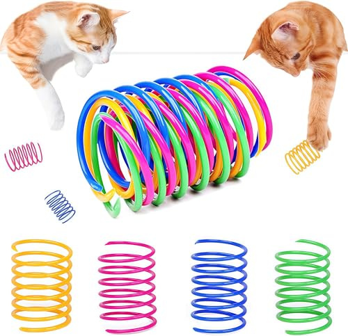 Grantop 100 Stück Katze Spielzeug, Buntes kreatives Kunststoff Spiralfedern Spirale,Spielzeug Neuheit Haustiere Bunte Spiralfedern Spring Spirale für Katze (100 Stück)