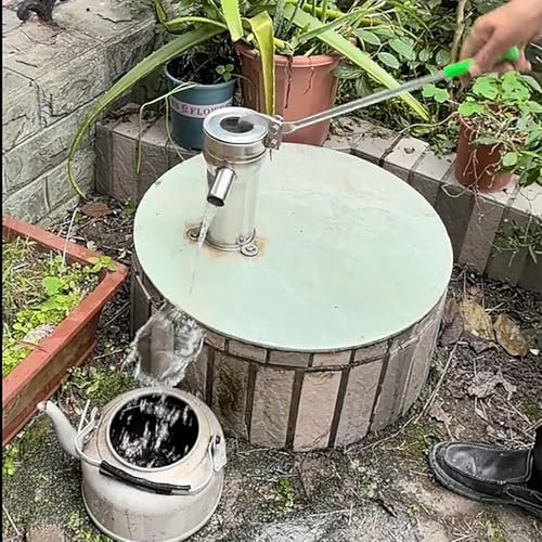 Schwengelpumpe Handbrunnen-Krugpumpe, Tiefbrunnen-Set mit 5 M Schlauch, Saugpumpe zur Probenahme von Grundwasser zu Hause für Die Bewässerung von Bauernhöfen, Handbrause für den Garten(42cm (16 1/2))