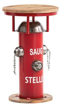 Woodkings Beistelltisch Bolton | Kleiner runder Tisch D40cm H66cm | Blumenhocker Mangoholz und Metall Feuerrot | Ablgetisch für Wohnzimmer Schlafzimmer Hausbar | Industrial Design