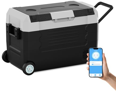SubSun12 V kylbilkylskåp, 48 QT – 15 °F~20 °F snabbkylning bilkylskåp, bärbar frys med 12/24 V DC och 110–220 V AC, elektrisk kylare för camping, bilresa och båt