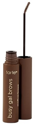 tarte busy gal tinted brow gel – 3-in-1 Waterproof Longwear Eyebrow Gel to Shape, Tint & Set Brows, Infused with Vitamin E, Vegan & Cruelty-Free, full size, med brown