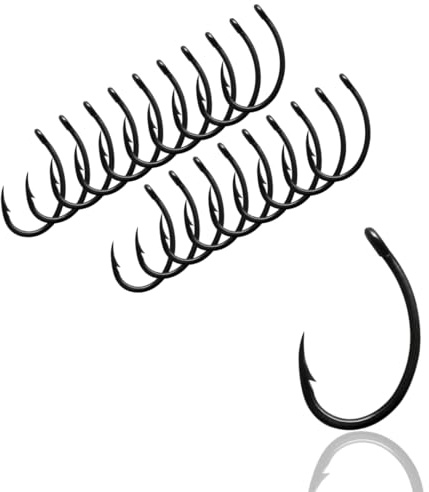 AMZfishing® NEU 20x Karpfenhaken Curve Shank Laser 3X | Karpfen Haken | Angelhaken Karpfen | Boilie Haken | Karpfen Rig | Karpfenangeln | Karpfen Köder (Curve Shank 20, b: #4)
