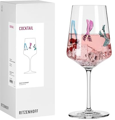 RITZENHOFF 8115005 Cocktail-Glas 600 ml, Serie Fashion mit Kleider-Model Motiv bunt - Made in Germany